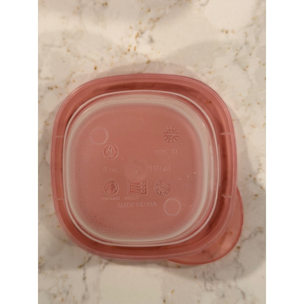Rubbermaid TakeAlongs 3oz Snack Containers Set of 6 Pink Lids 118ml Small Square - Picture 3 of 3